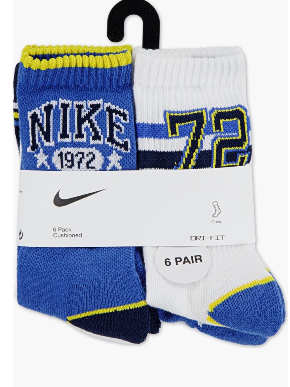 Nike Boys' 6-Pack  Crew Socks SZ-5-7  New